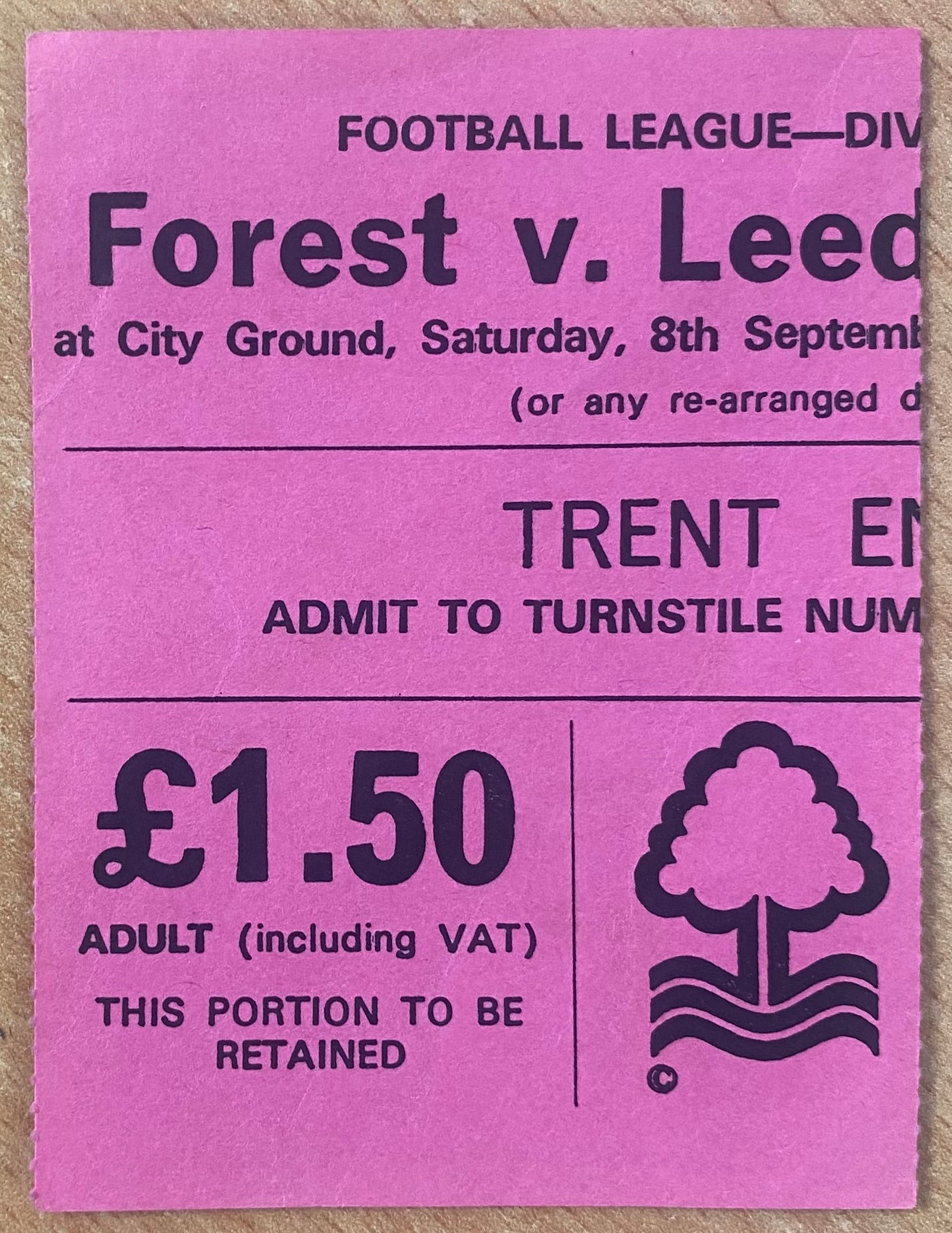 1979/80 ORIGINAL DIVISION 1 TICKET NOTTINGHAM FOREST V LEEDS UNITED