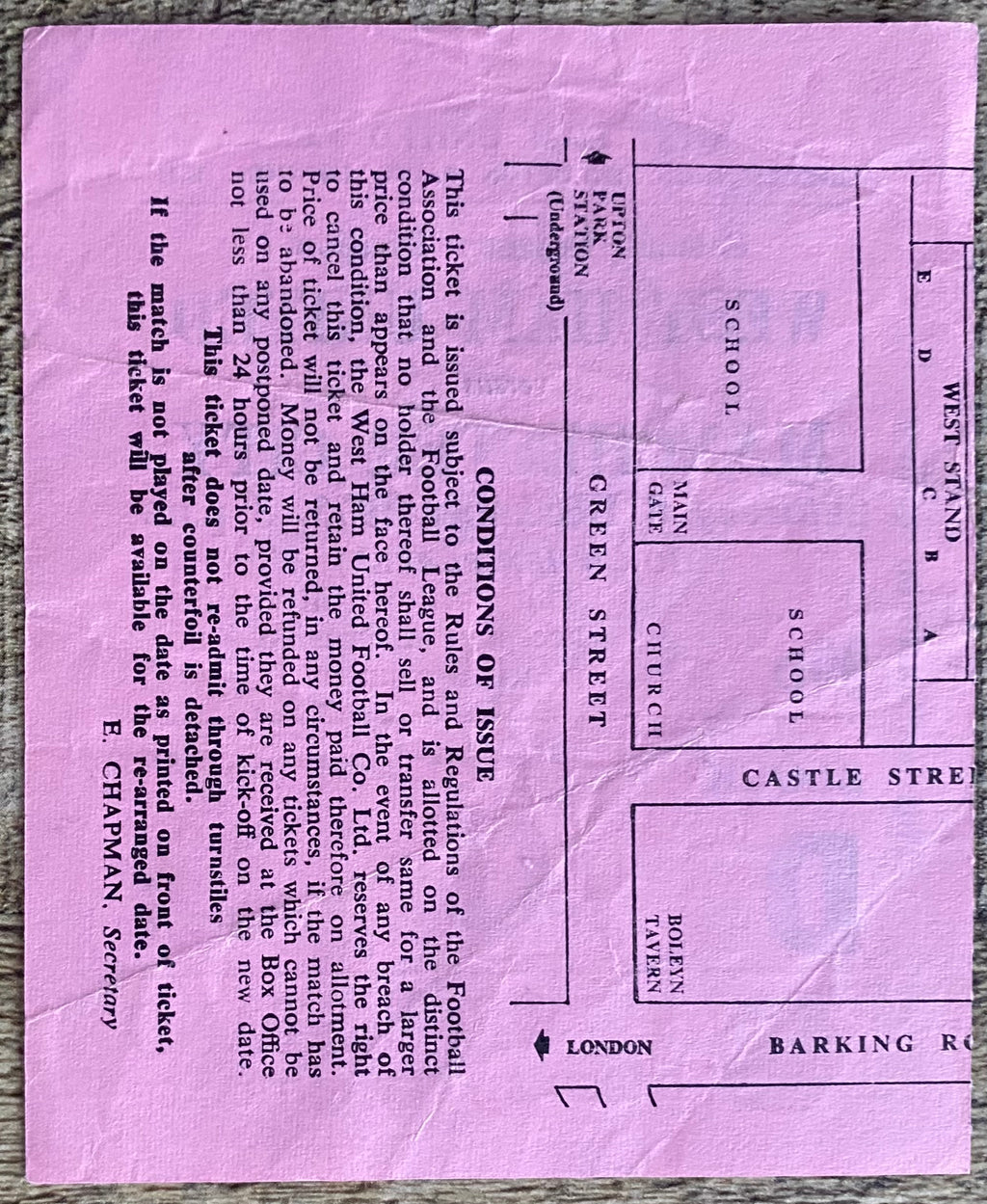 1973/74 ORIGINAL DIVISION ONE TICKET WEST HAM UNITED V MANCHESTER CITY