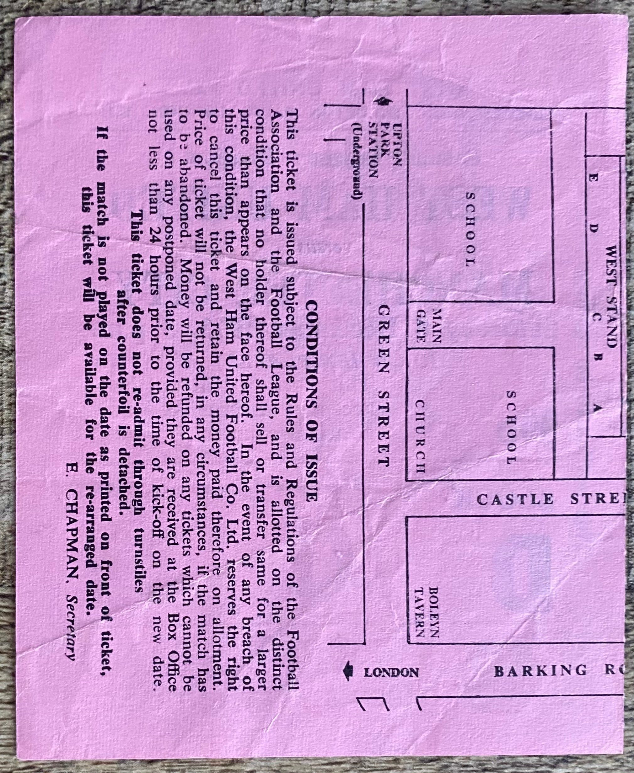 1973/74 ORIGINAL DIVISION ONE TICKET WEST HAM UNITED V MANCHESTER CITY
