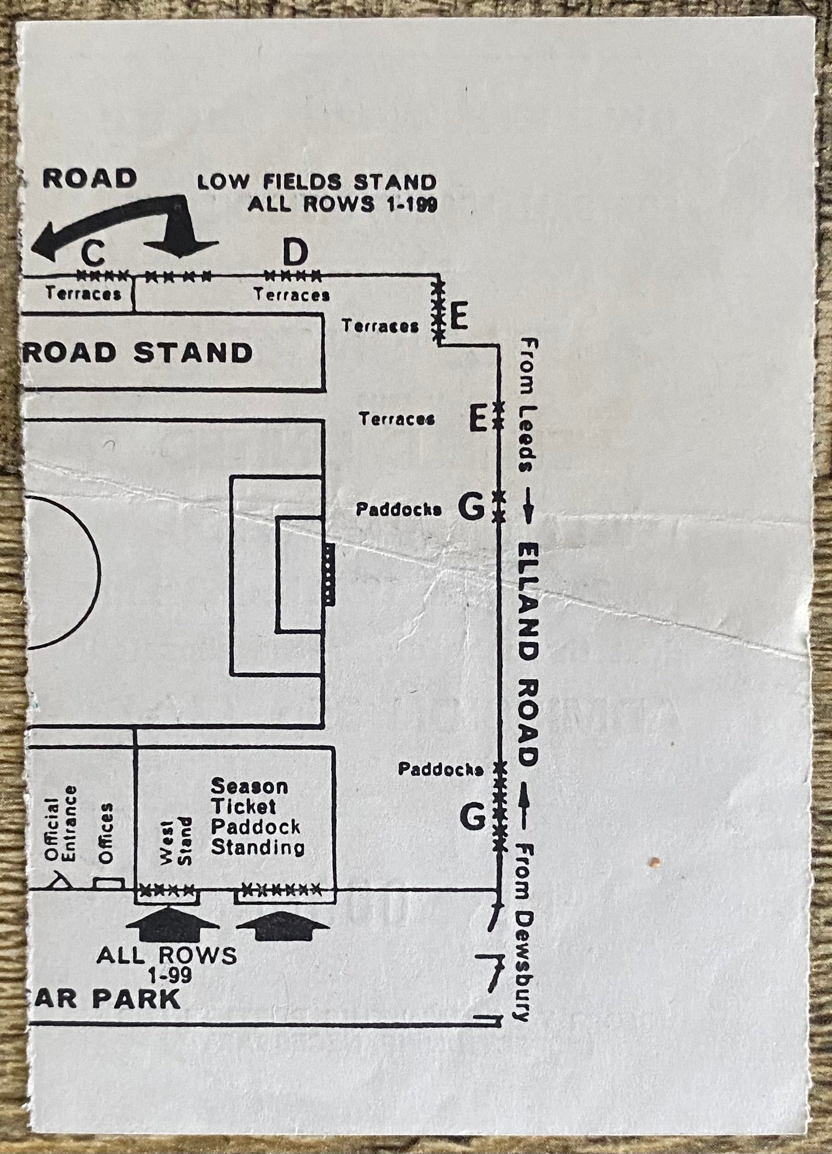 1971/72 ORIGINAL DIVISION ONE TICKET LEEDS UNITED V SHEFFIELD UNITED
