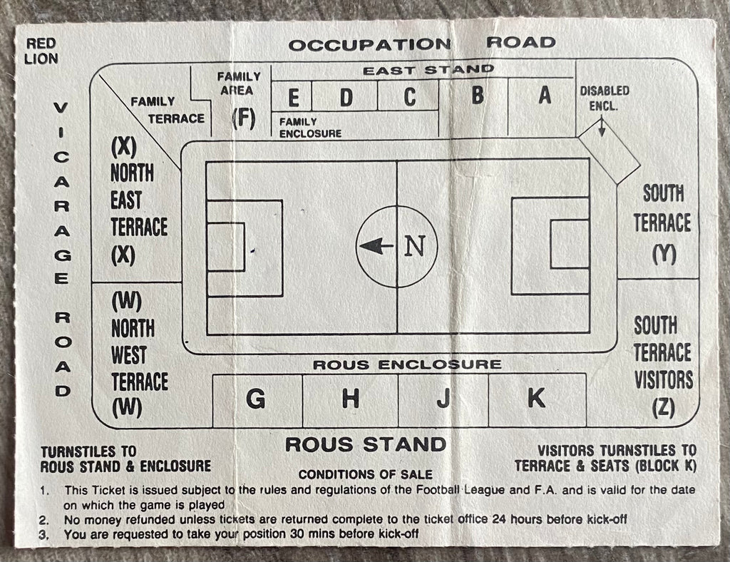 1990/91 ORIGINAL DIVISION 2 TICKET WATFORD V WEST HAM UNITED