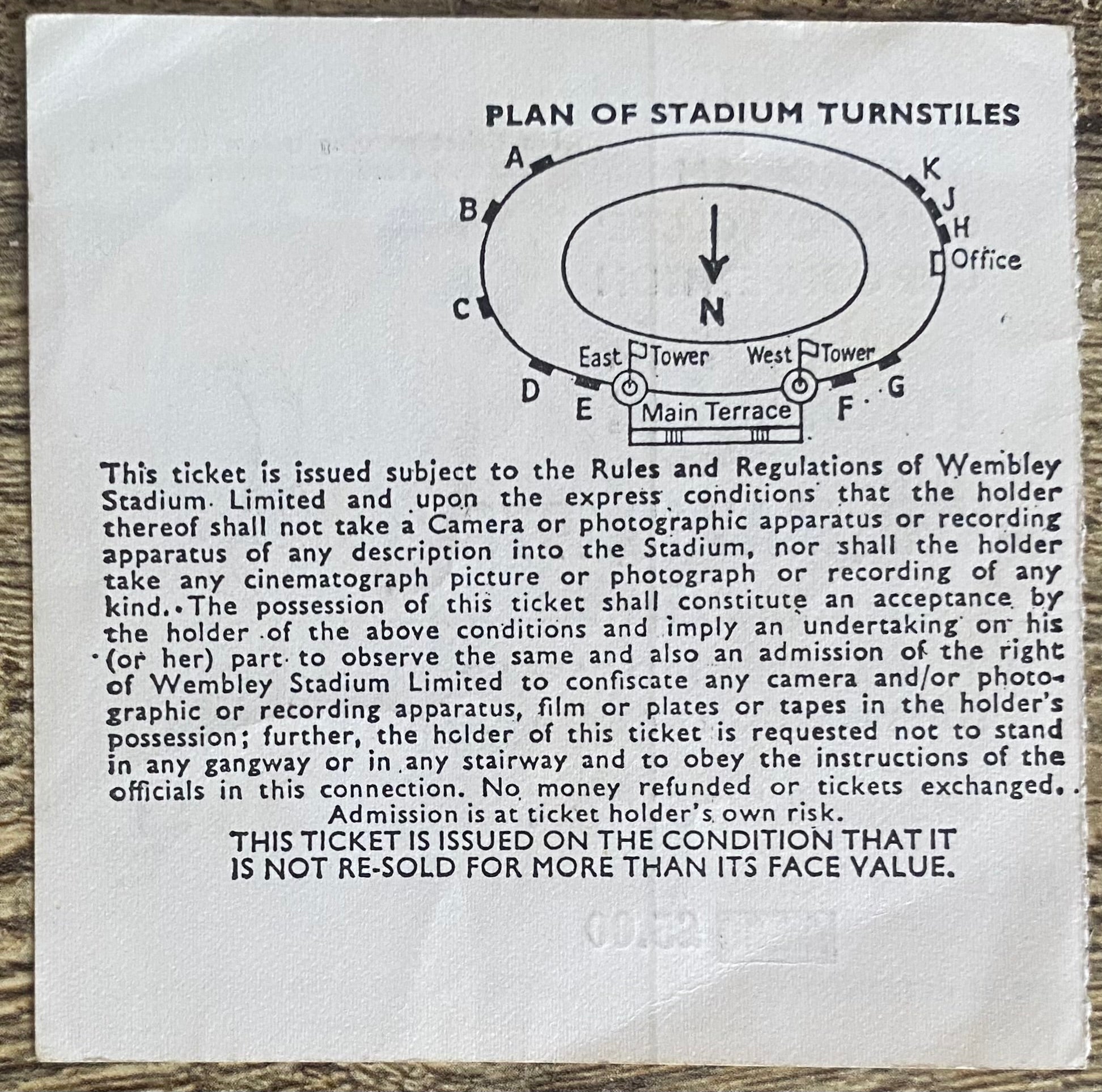 1978 ORIGINAL EUROPEAN CUP FINAL TICKET LIVERPOOL V FC BRUGES @ WEMBLEY