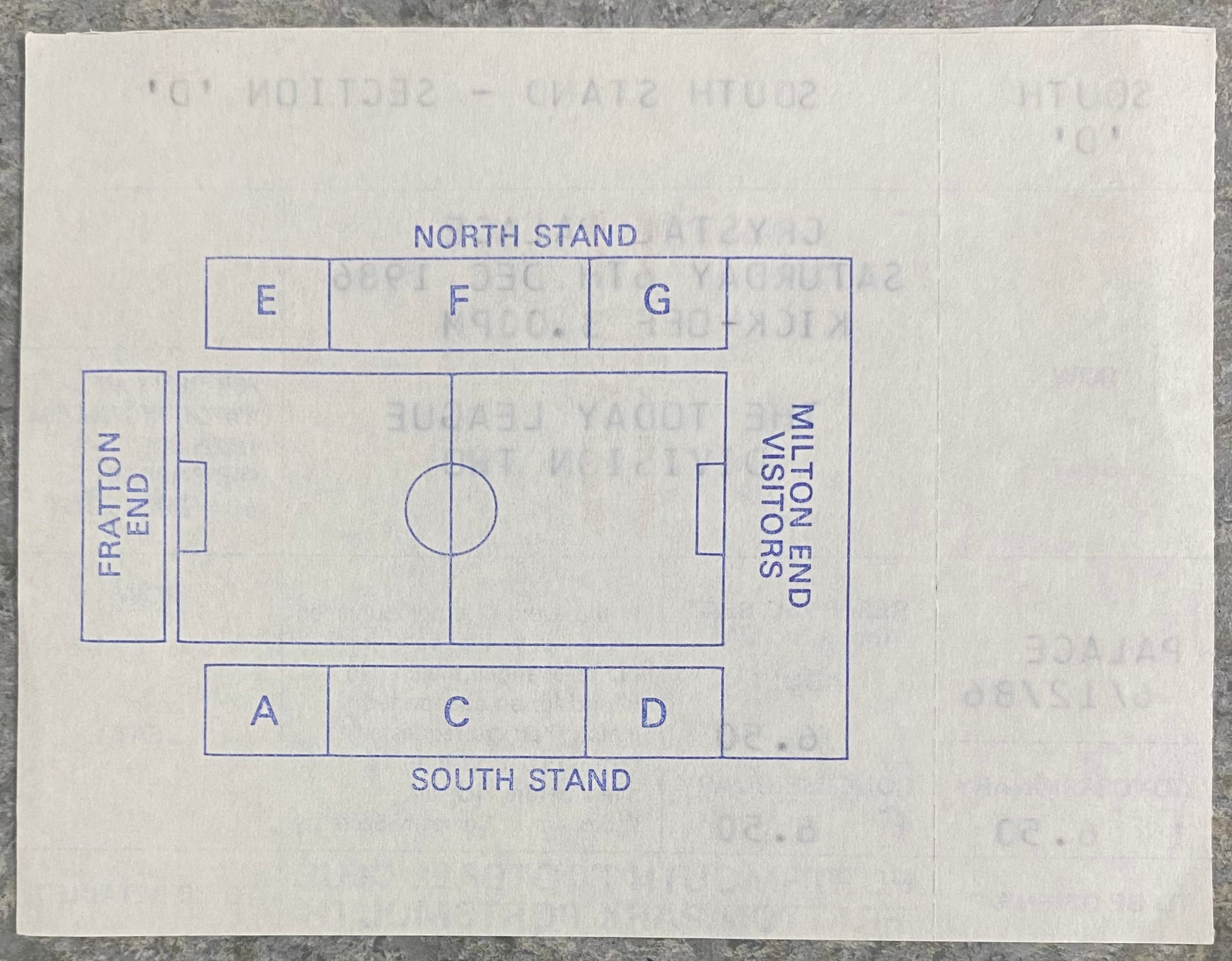 1986/87 ORIGINAL DIVISION 2 UNUSED TICKET PORTSMOUTH V CRYSTAL PALACE