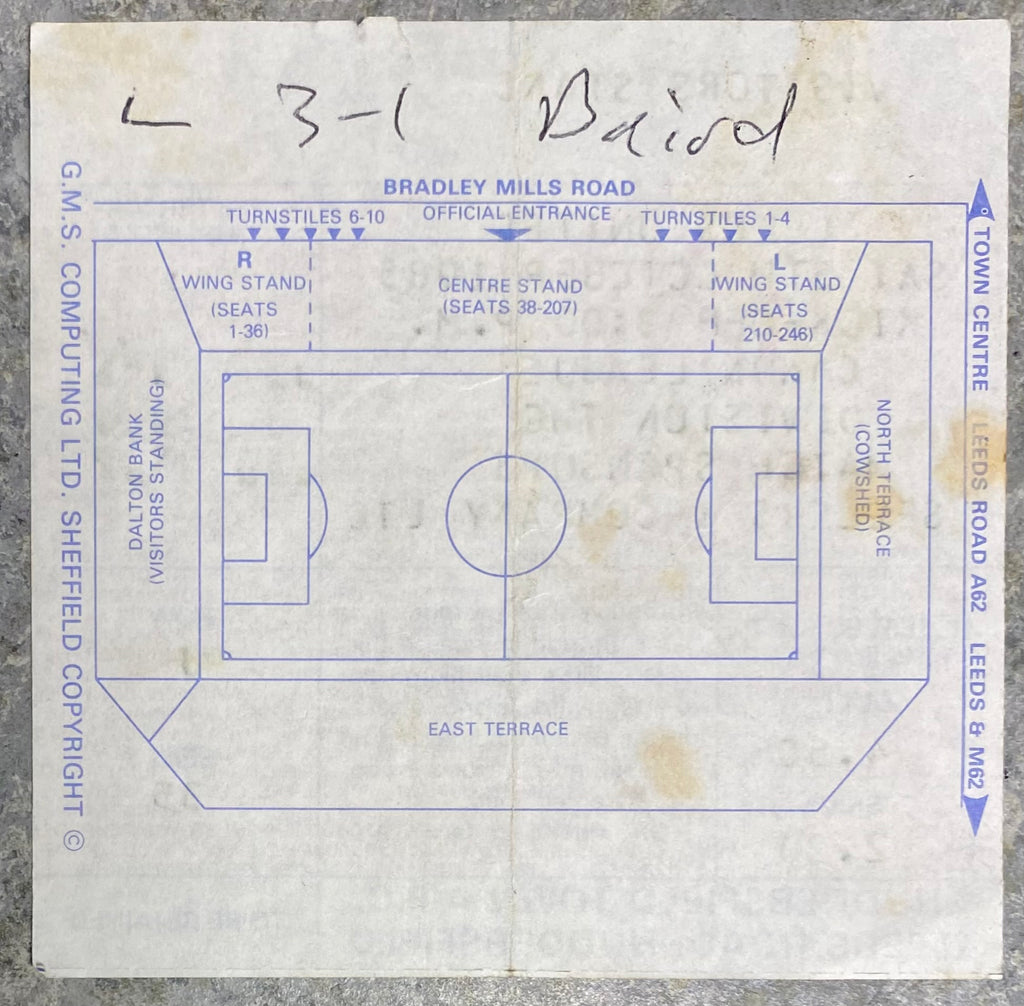 1985/86 ORIGINAL DIVISION TWO TICKET HUDDERSFIELD TOWN V LEEDS UNITED