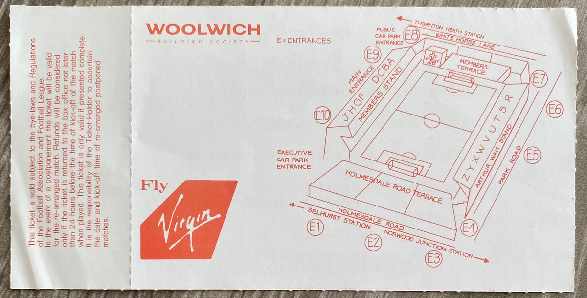 1990/91 ORIGINAL DIVISION 2 UNUSED TICKET CHARLTON ATHLETIC V SWINDON TOWN