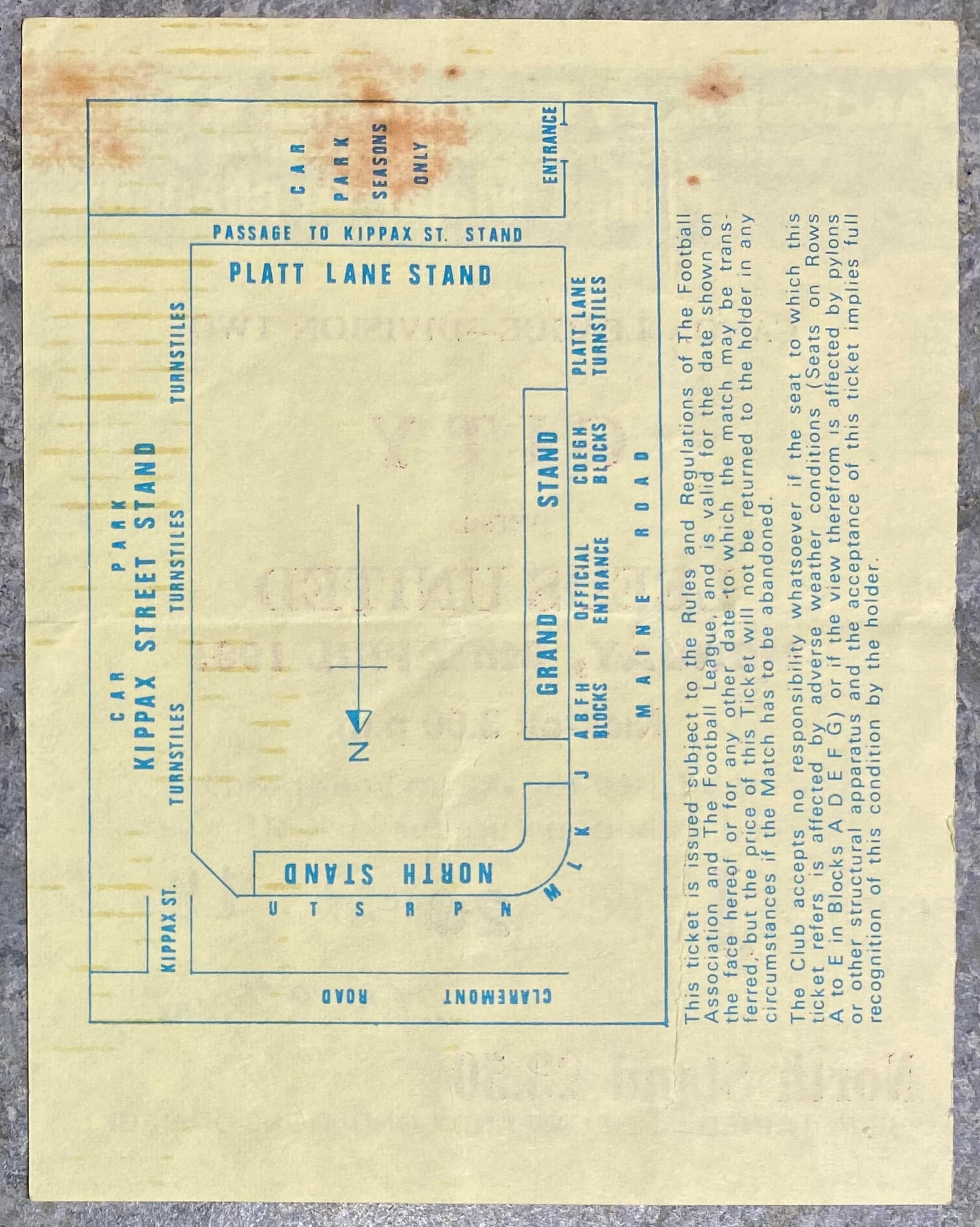 1984/85 ORIGINAL DIVISION TWO TICKET MANCHESTER CITY V LEEDS UNITED