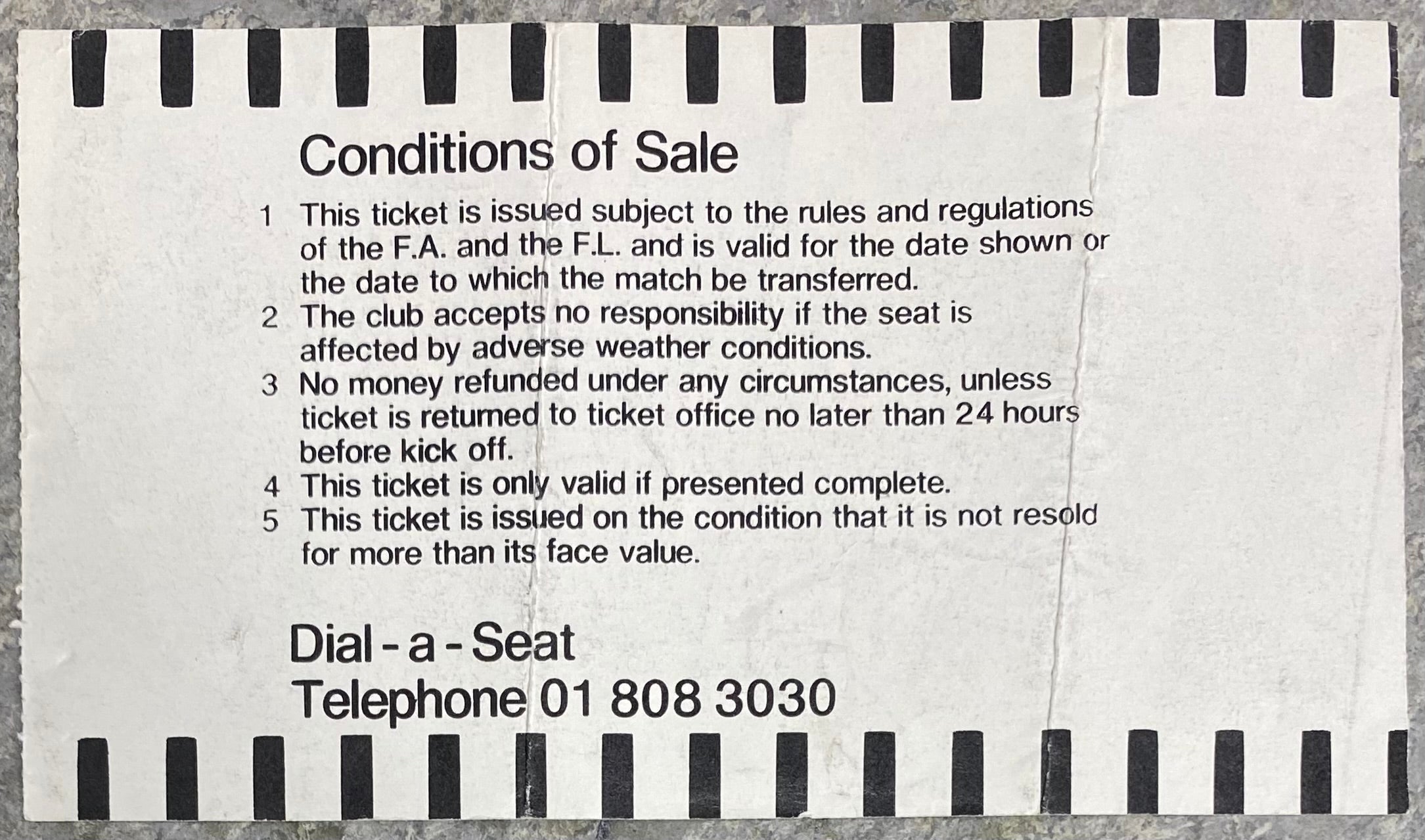 1986/87 ORIGINAL DIVISION ONE TICKET TOTTENHAM HOTSPUR V EVERTON