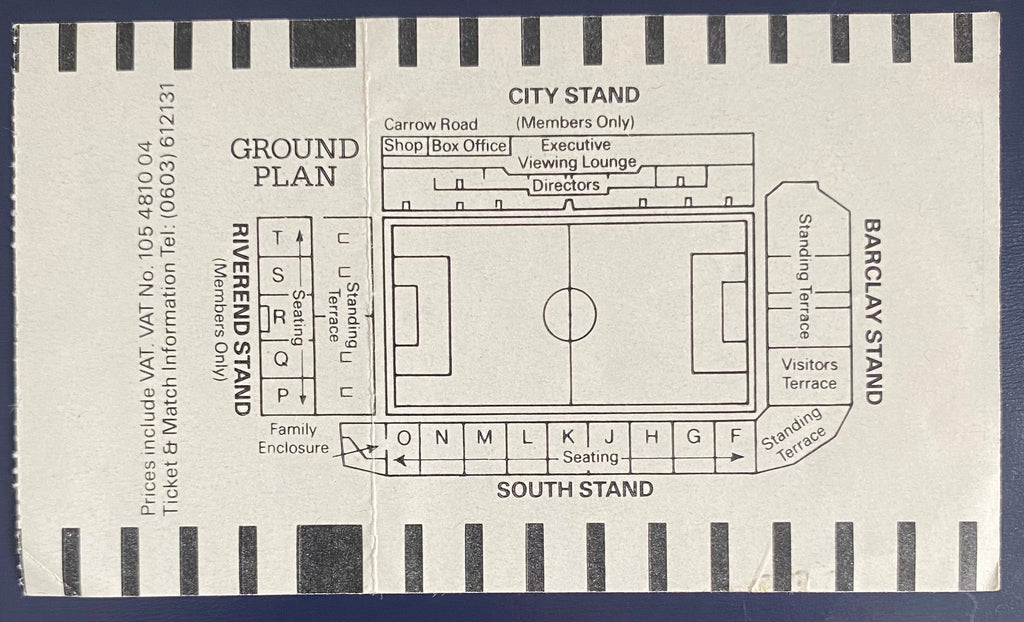 1987/88 ORIGINAL FA PREMIER LEAGUE TICKET NORWICH CITY V WIMBLEDON