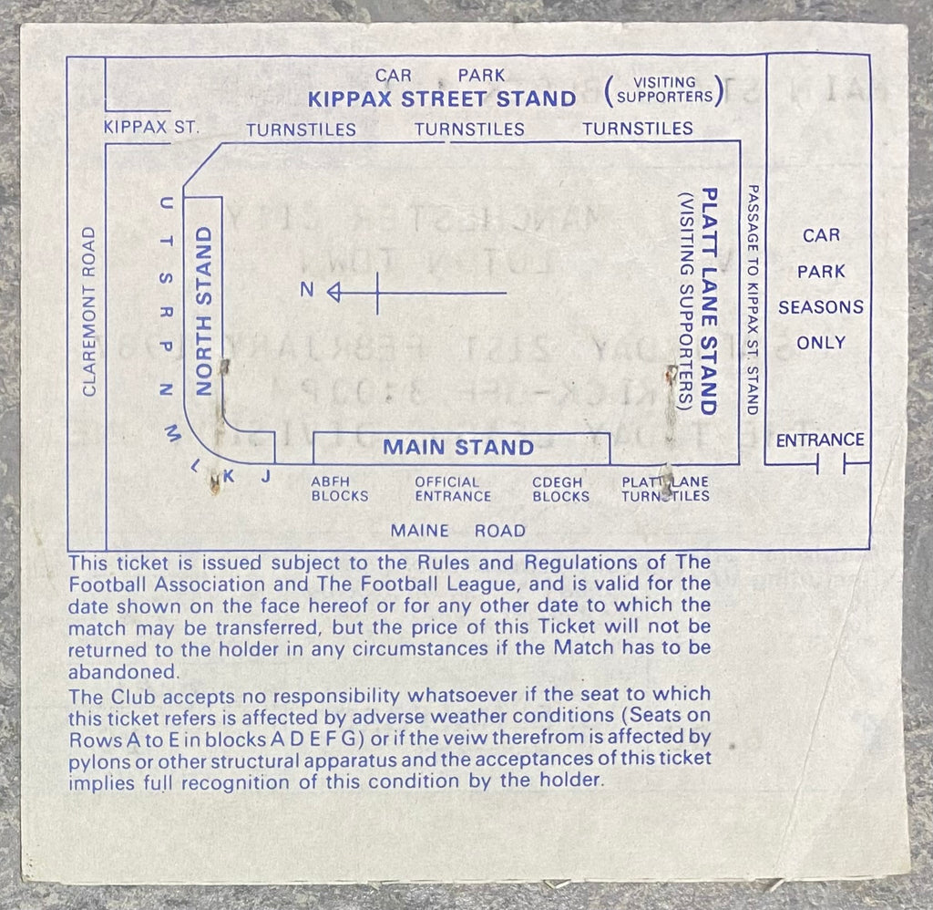 1986/87 ORIGINAL DIVISION ONE TICKET MANCHESTER CITY V LUTON TOWN
