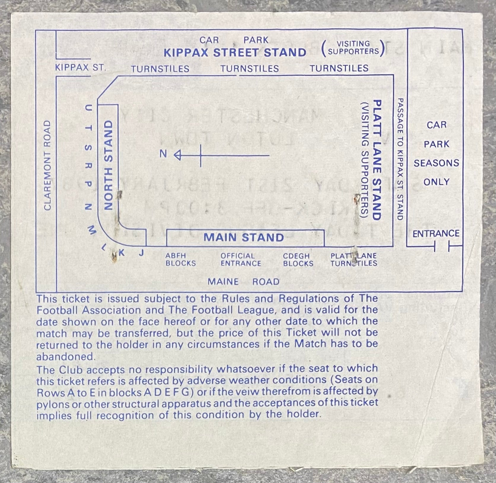 1986/87 ORIGINAL DIVISION ONE TICKET MANCHESTER CITY V LUTON TOWN