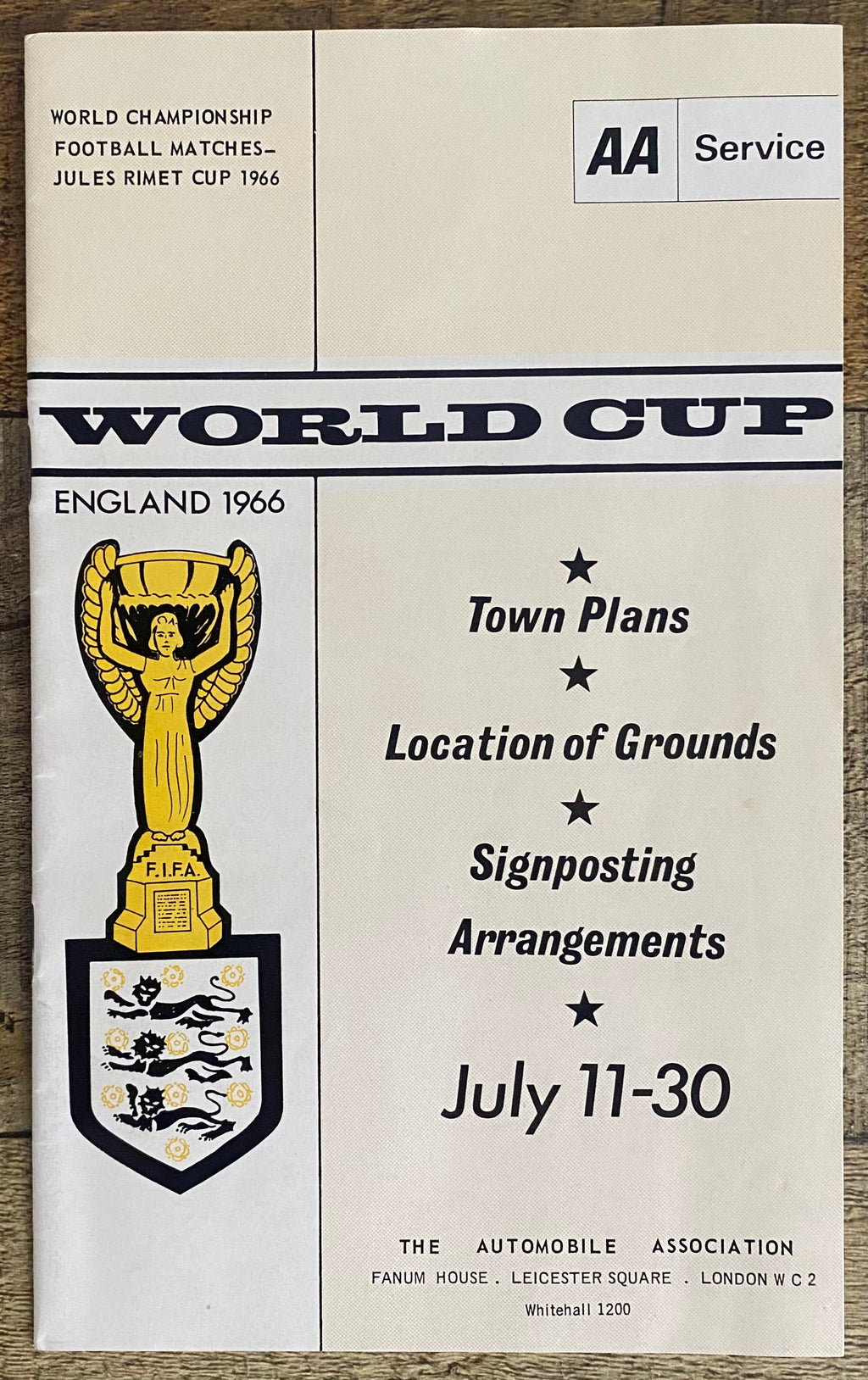1966 WORLD CUP ORIGINAL OFFICIAL AA GUIDE TO HOST CITIES