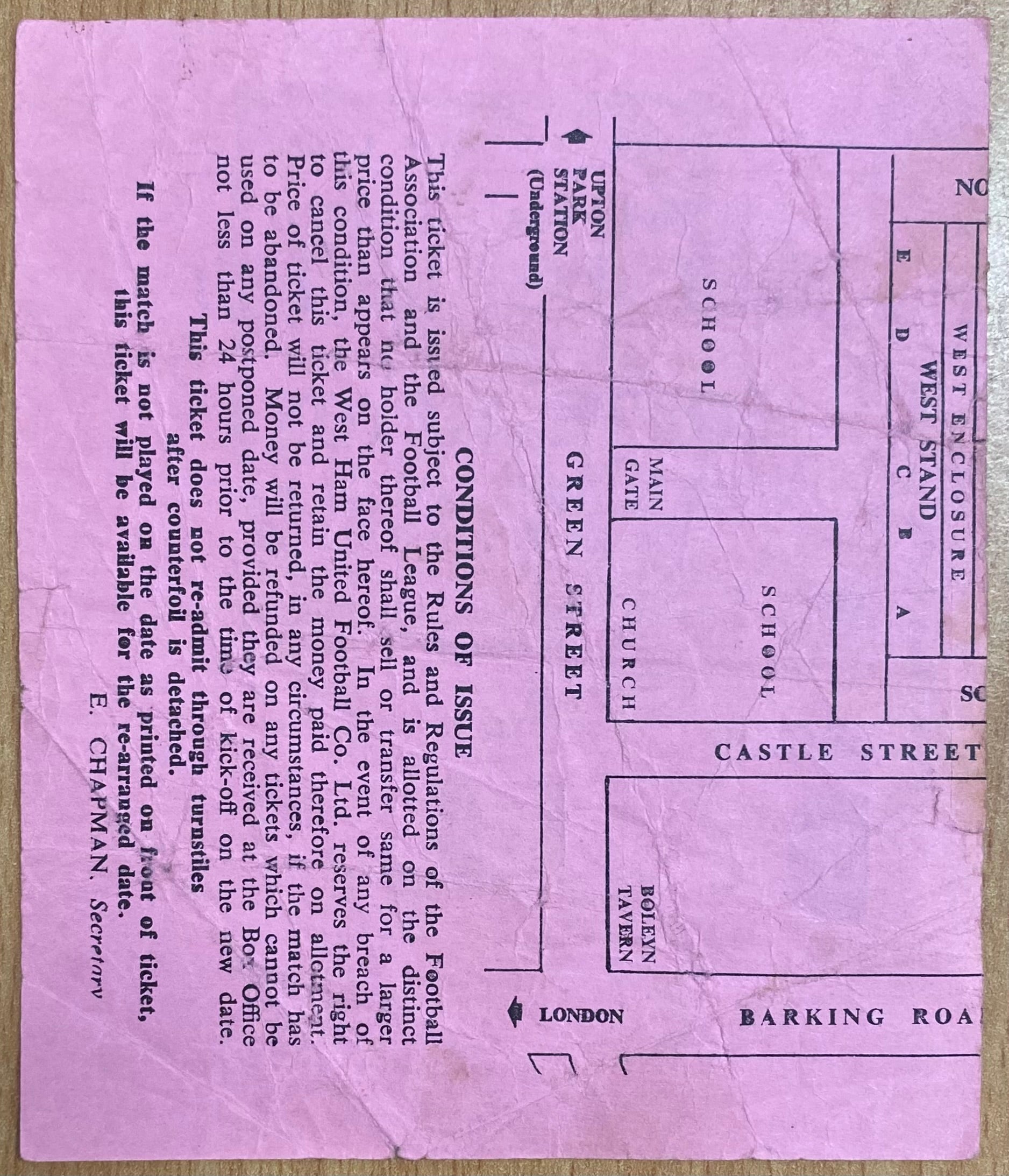 1972/73 ORIGINAL DIVISION ONE TICKET WEST HAM UNITED V SOUTHAMPTON