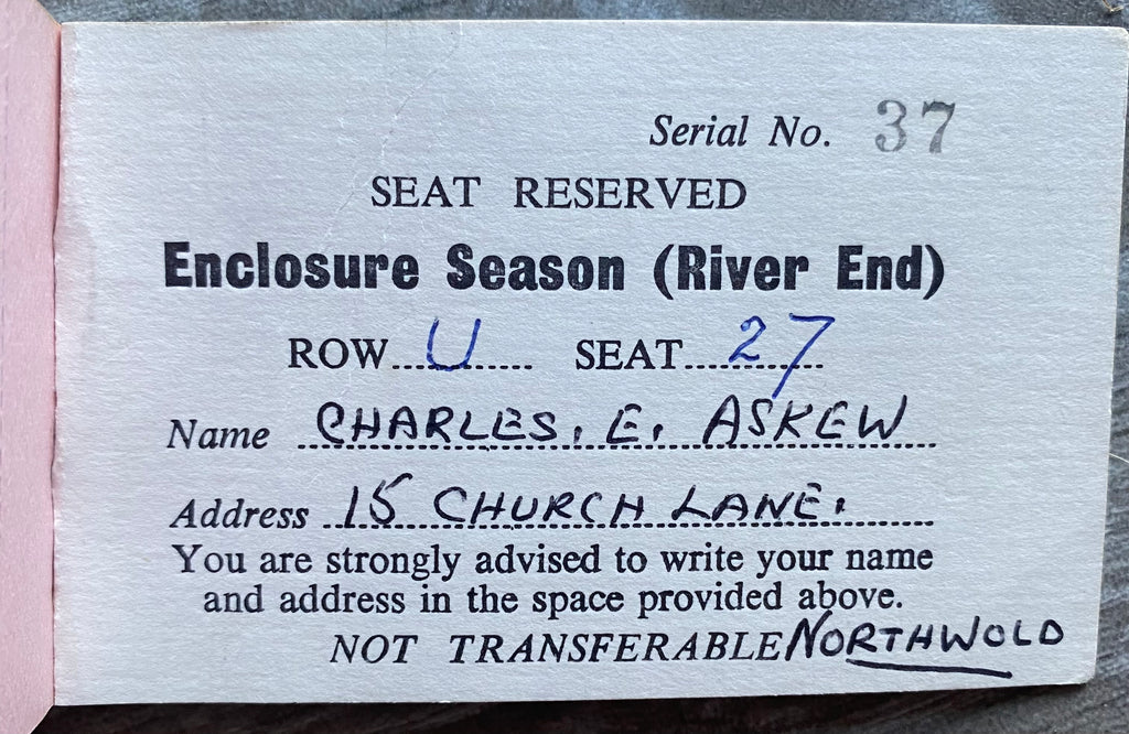 1972/73 NORWICH CITY ORIGINAL SEASON TICKET