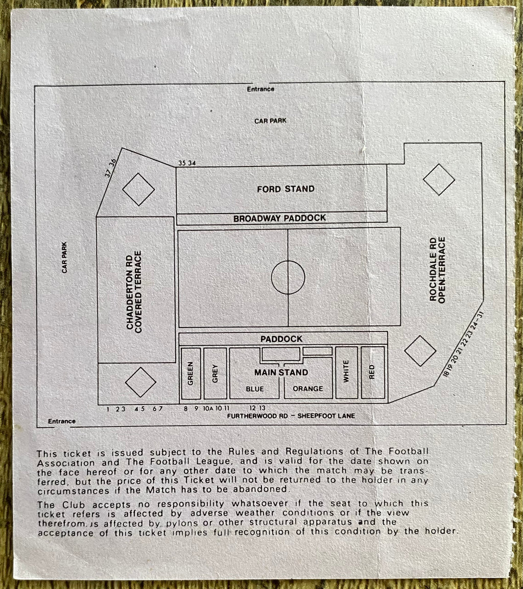 1975/76 ORIGINAL DIVISION 2 TICKET OLDHAM ATHLETIC V YORK CITY