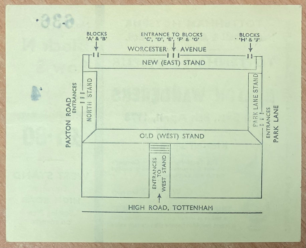 1977/78 ORIGINAL DIVISION TWO TICKET TOTTENHAM HOTSPUR V BOLTON WANDERERS