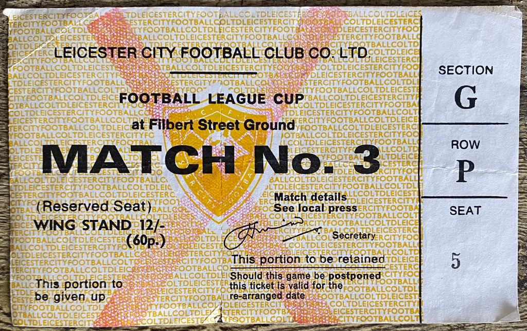 1970/71 ORIGINAL LEAGUE CUP 3RD ROUND  TICKET LEICESTER CITY V BRISTOL CITY