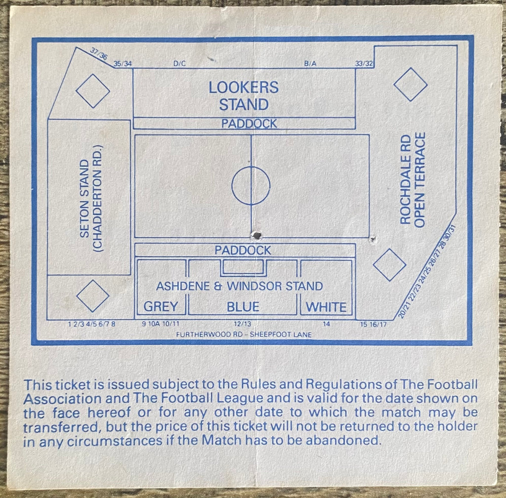 1991/92 ORIGINAL DIVISION 1 TICKET OLDHAM ATHLETIC V NOTTS COUNTY
