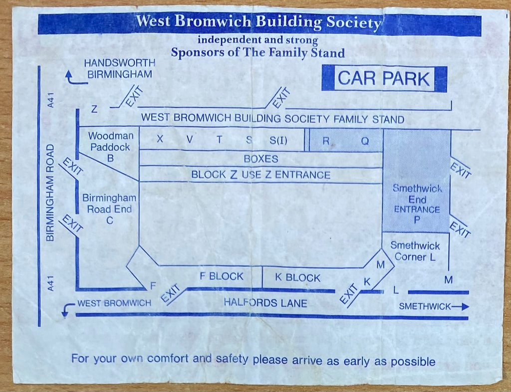 1992/93 ORIGINAL DIVISION 2 TICKET WEST BROMWICH ALBION V BRADFORD CITY