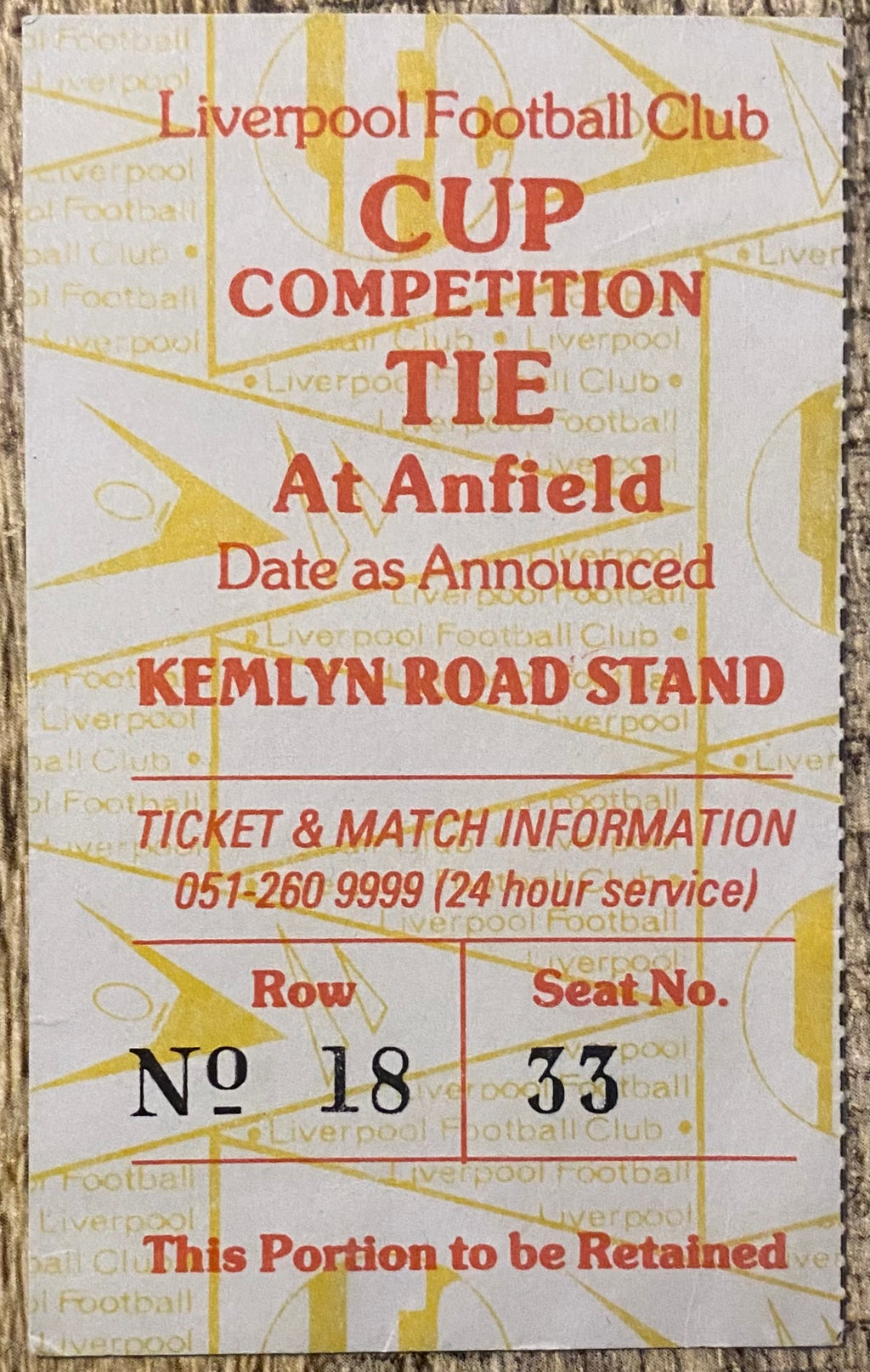 1985/86 ORIGINAL SCREEN SPORT SUPER CUP TICKET LIVERPOOL V TOTTENHAM HOTSPUR