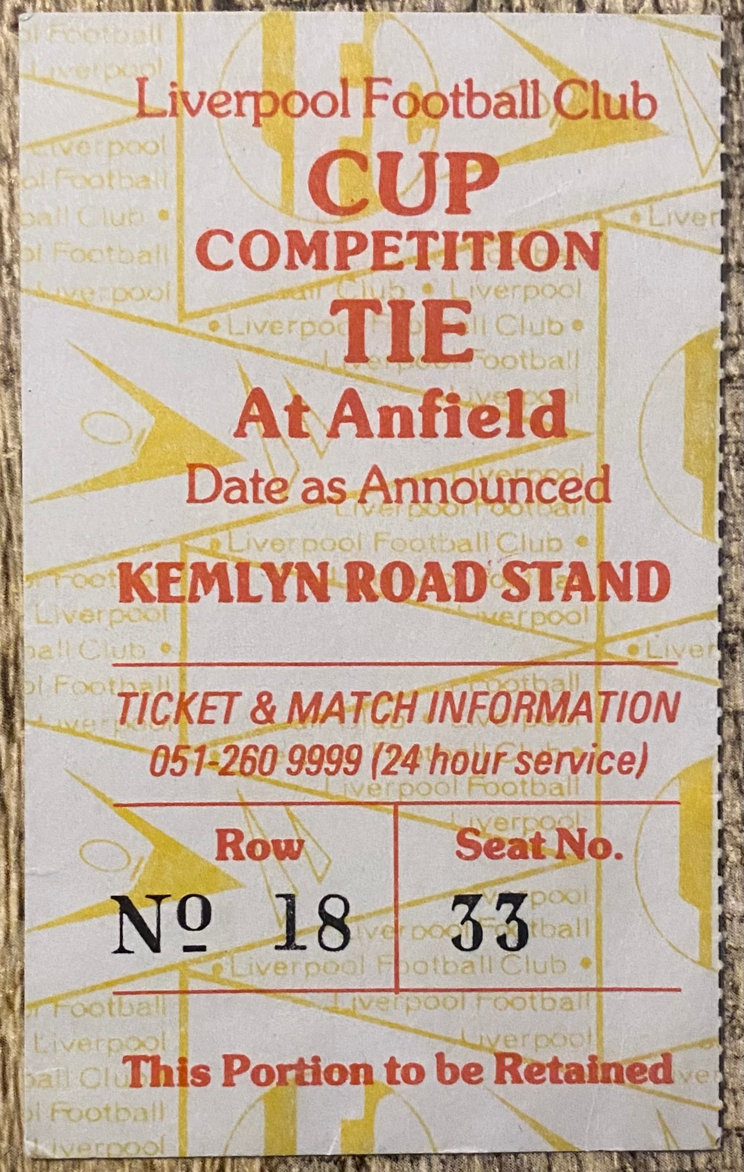 1985/86 ORIGINAL SCREEN SPORT SUPER CUP TICKET LIVERPOOL V TOTTENHAM HOTSPUR