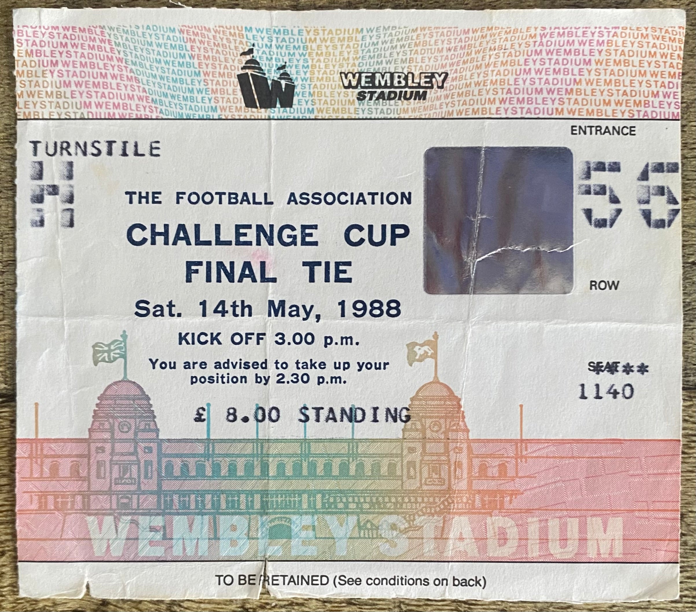 1988 ORIGINAL FA CUP FINAL TICKET WIMBLEDON V LIVERPOOL