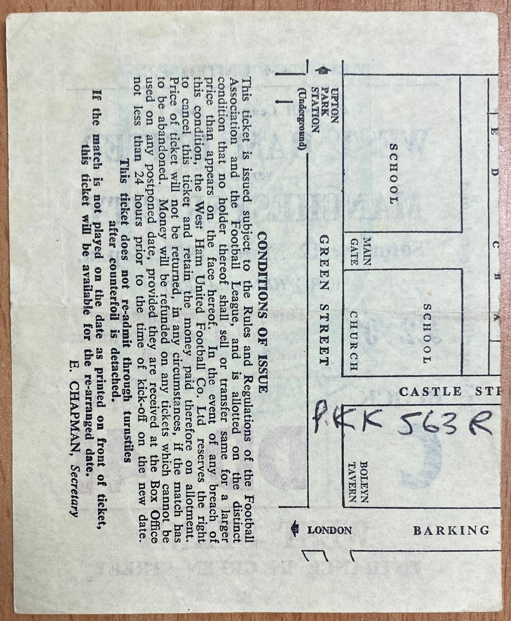 1976/77 ORIGINAL DIVISION ONE TICKET WEST HAM UNITED V MANCHESTER CITY
