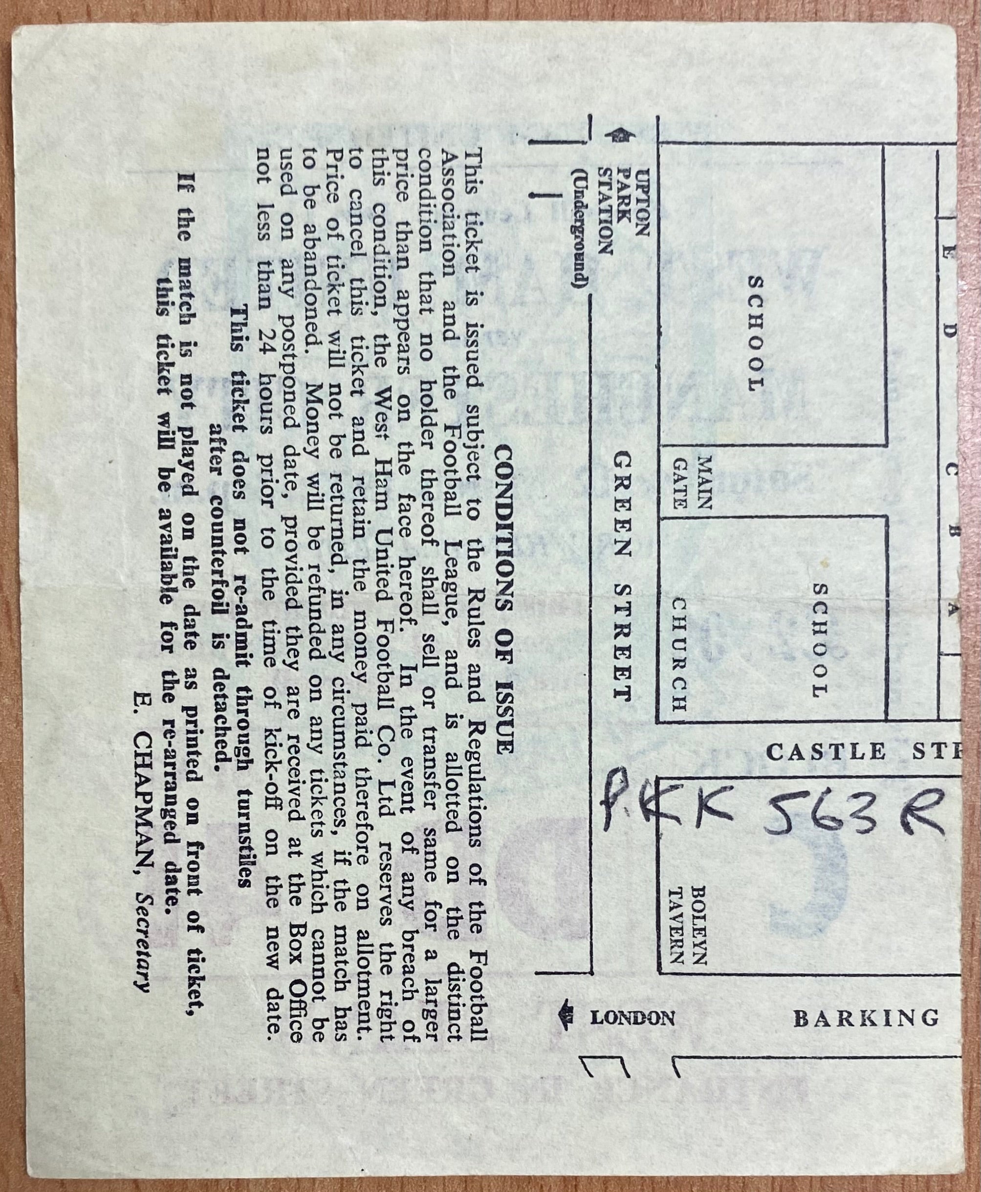 1976/77 ORIGINAL DIVISION ONE TICKET WEST HAM UNITED V MANCHESTER CITY