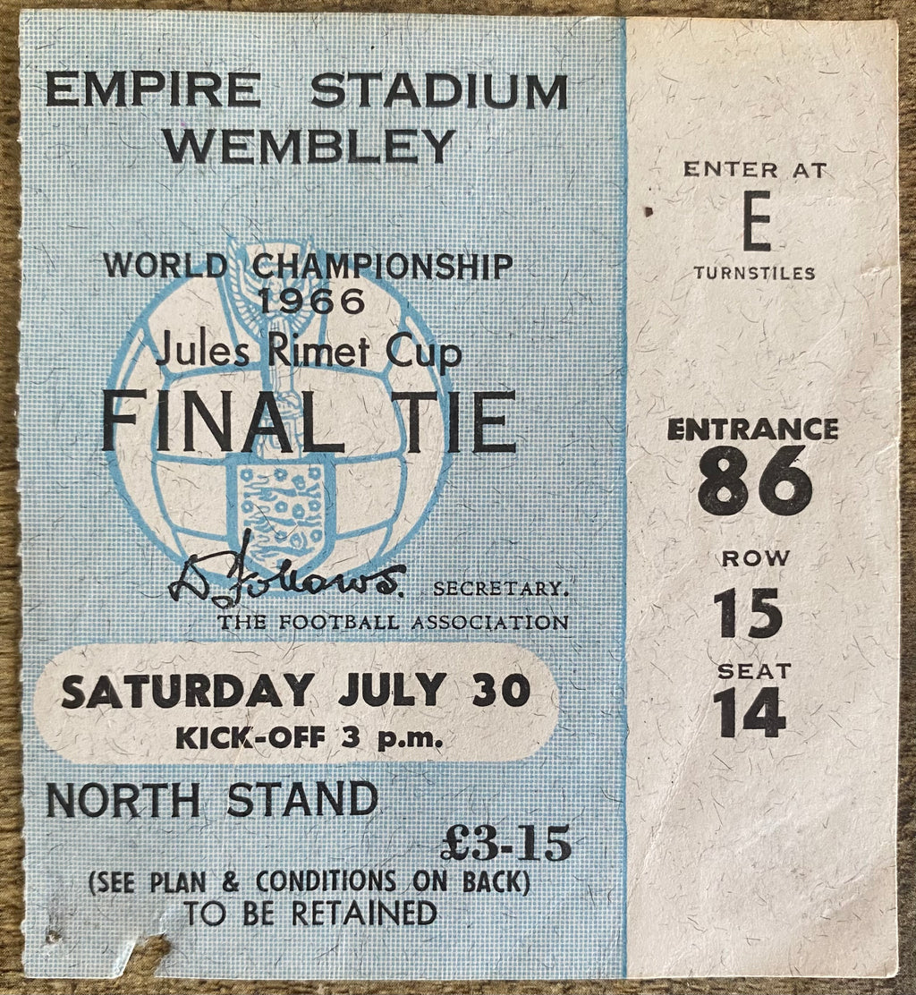 1966 ORIGINAL WORLD CUP FINAL TICKET ENGLAND V WEST GERMANY @ WEMBLEY