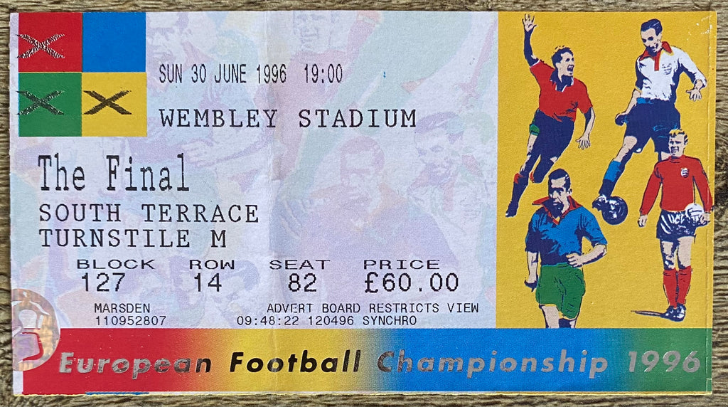 1996 ORIGINAL EUROPEAN CHAMPIONSHIPS EURO 96 THE FINAL TICKET CZECH REPUBLIC V GERMANY @ WEMBLEY