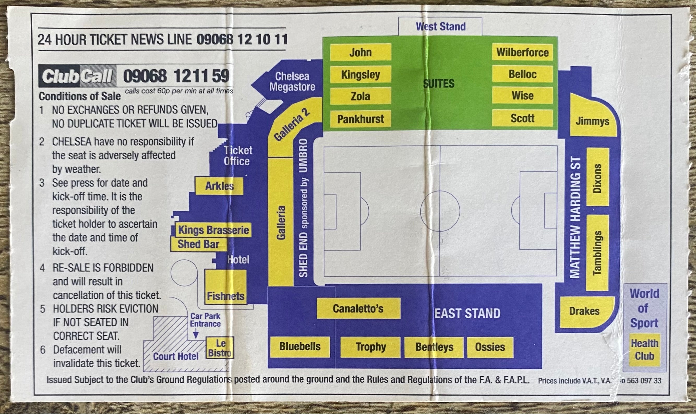 2001/02 ORIGINAL WORTHINGTON CUP SEMI FINAL 1ST LEG TICKET CHELSEA V TOTTENHAM HOTSPUR