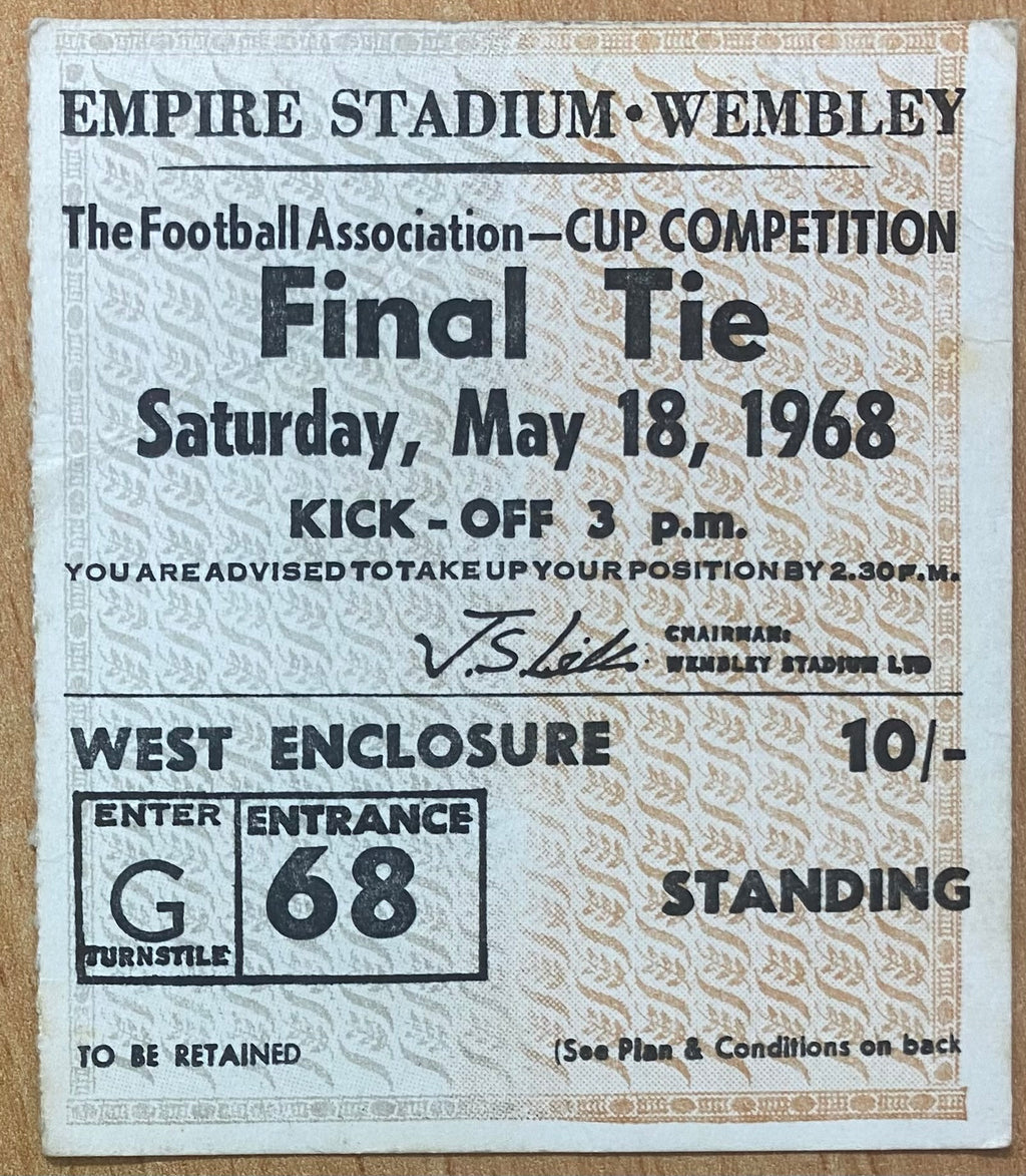 1968 ORIGINAL FA CUP FINAL TICKET WEST BROMWICH ALBION V EVERTON