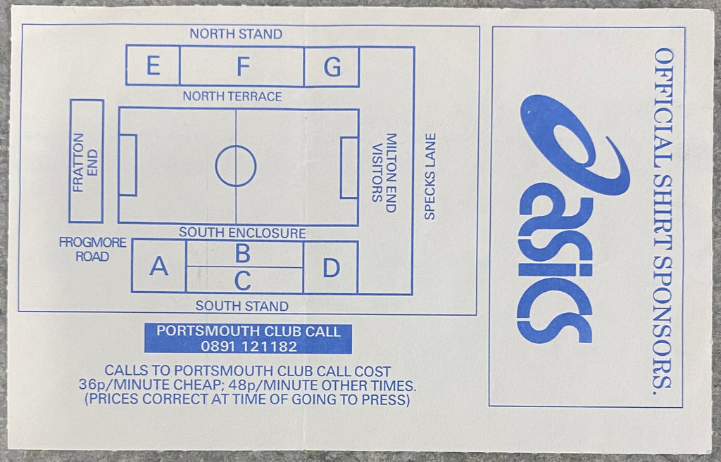 1993/94 ORIGINAL FA CUP 3RD ROUND REPLAY TICKET PORTSMOUTH V BLACKBURN ROVERS