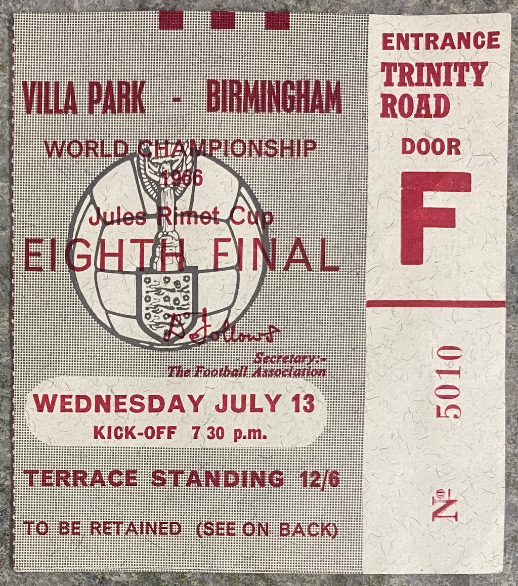 1966 ORIGINAL WORLD CUP 1ST ROUND TICKET SPAIN V ARGENTINA @ VILLA PARK