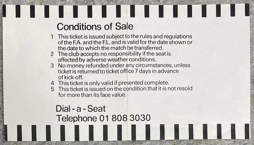1986/87 ORIGINAL DIVISION ONE TICKET TOTTENHAM HOTSPUR V WEST HAM UNITED