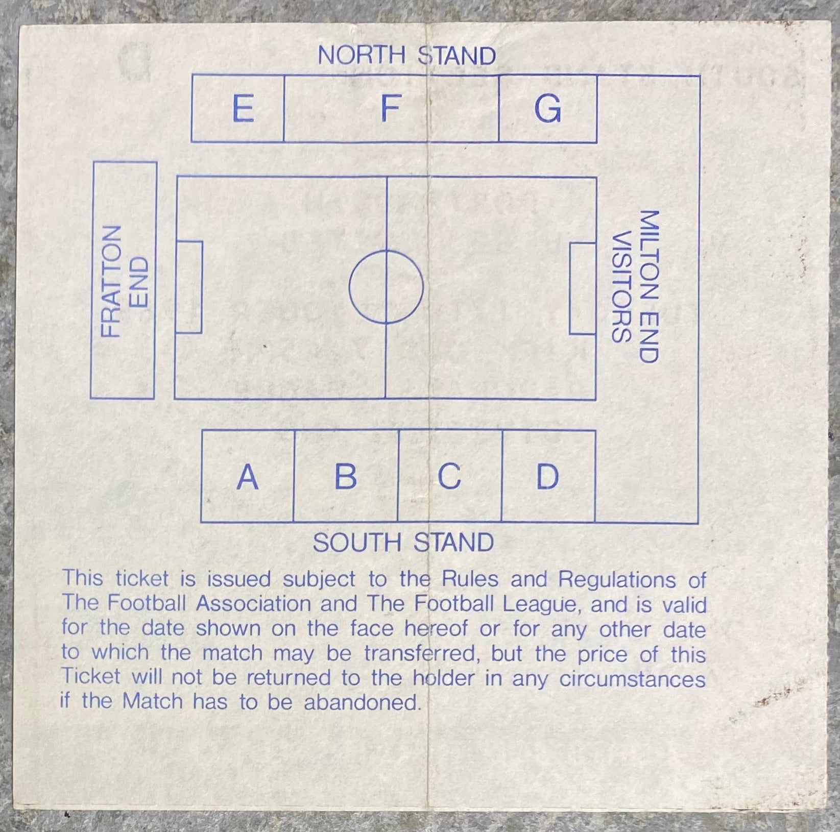 1989/90 ORIGINAL DIVISION TWO TICKET PORTSMOUTH V LEEDS UNITED