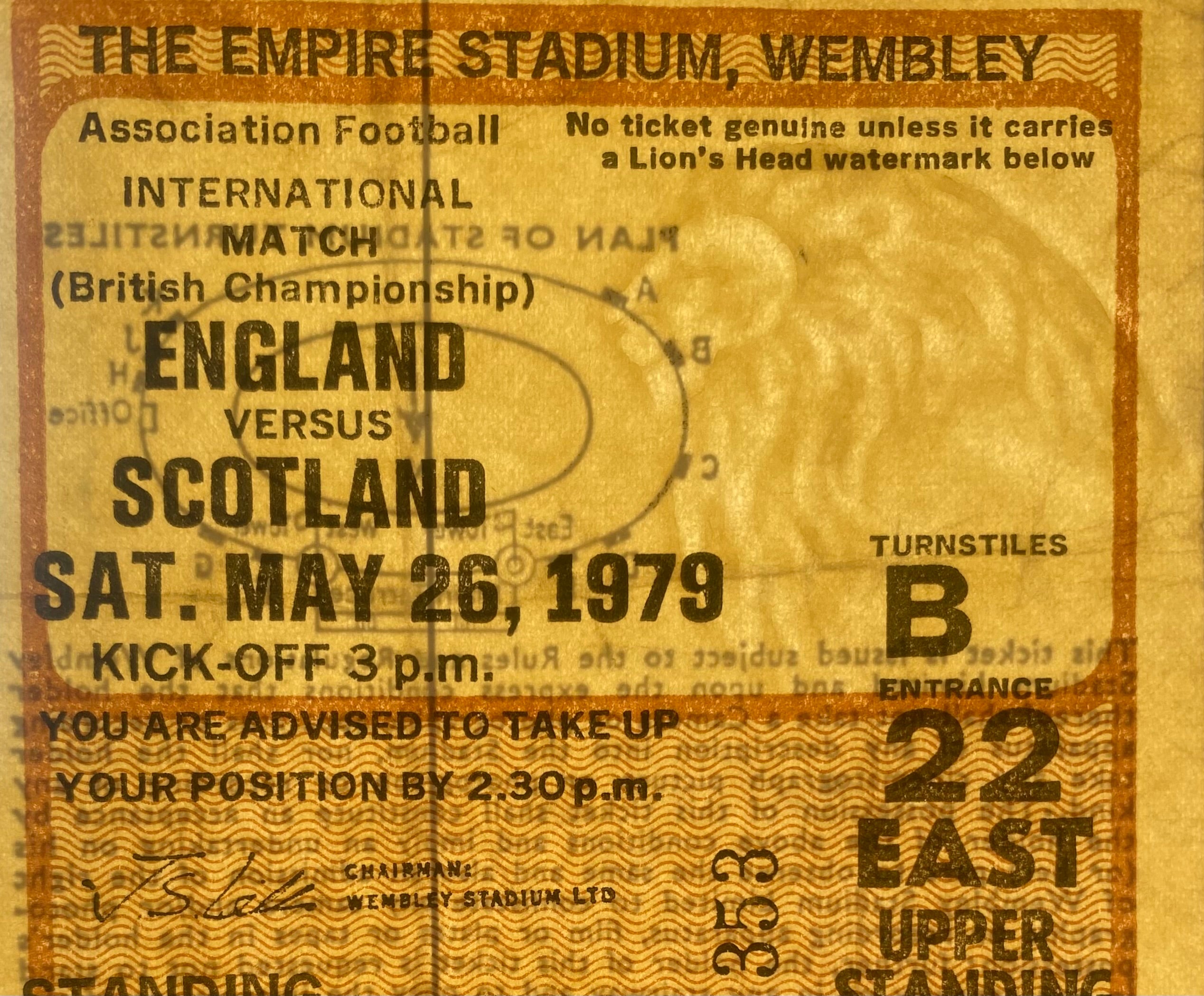 1979 ORIGINAL BRITISH HOME CHAMPIONSHIPS TICKET ENGLAND V SCOTLAND
