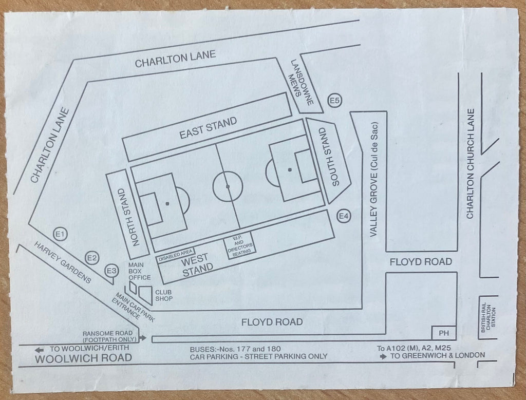 1993/94 ORIGINAL DIVISION 1 TICKET CHARLTON ATHLETIC V CRYSTAL PALACE