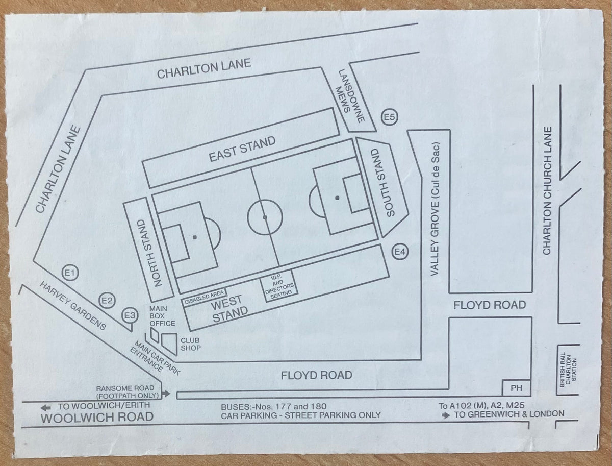 1993/94 ORIGINAL DIVISION 1 TICKET CHARLTON ATHLETIC V CRYSTAL PALACE