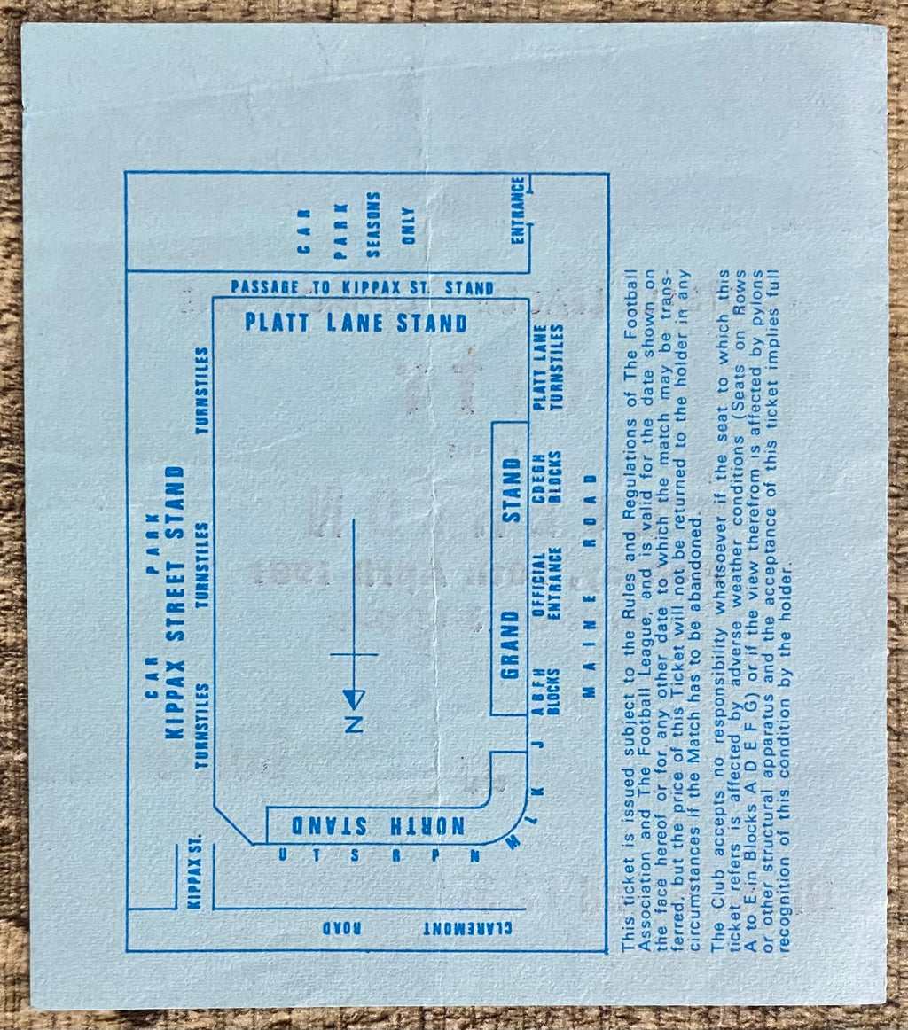 1980/81 ORIGINAL DIVISION 1 TICKET MANCHESTER CITY V EVERTON