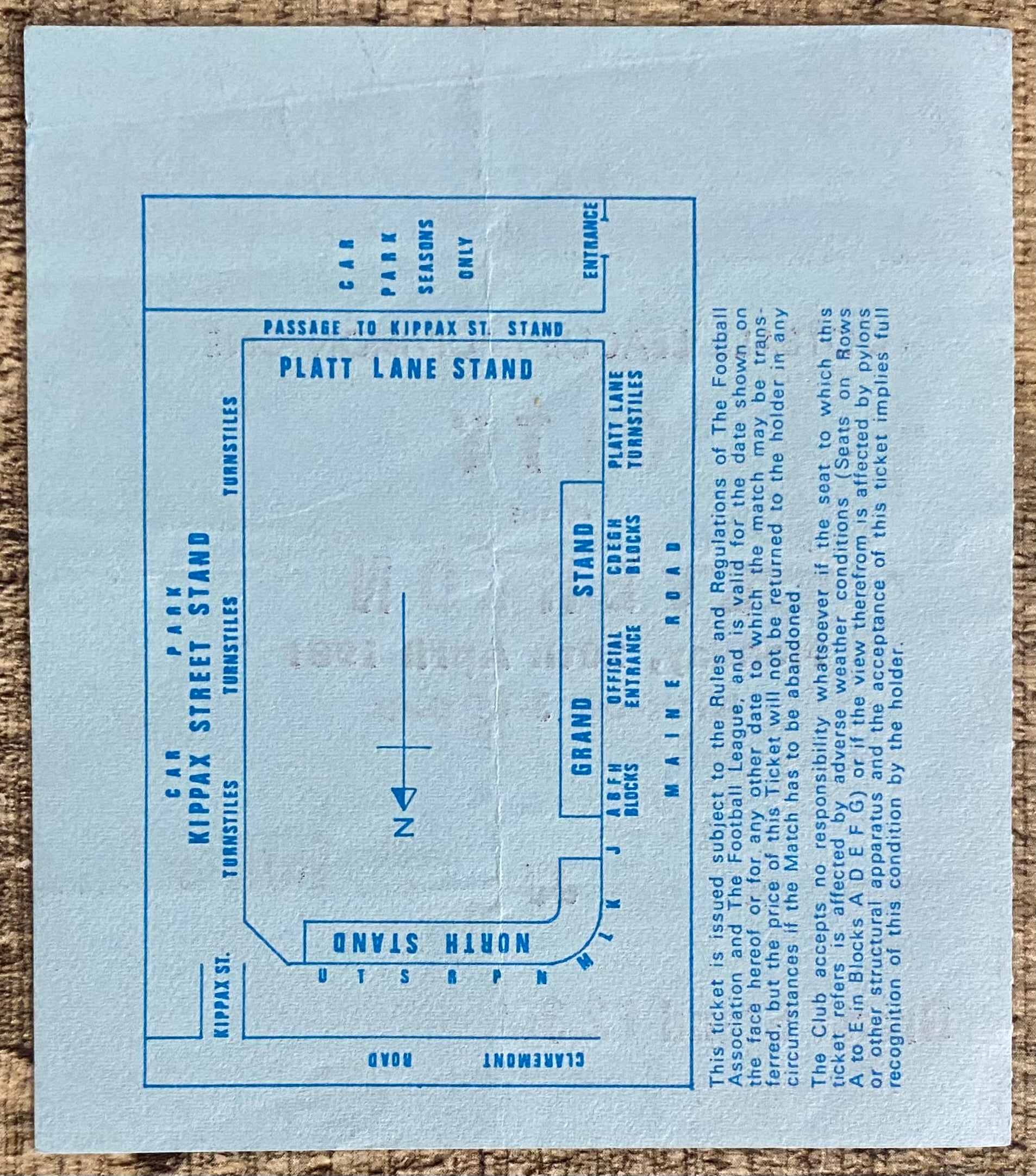 1980/81 ORIGINAL DIVISION 1 TICKET MANCHESTER CITY V EVERTON