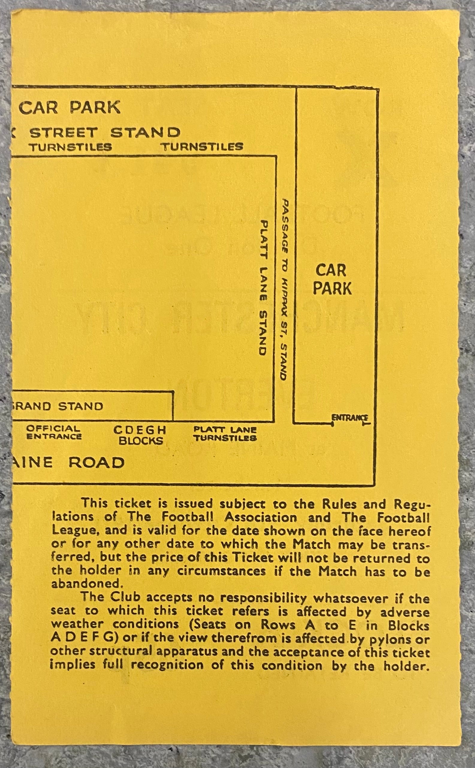 1971/72 ORIGINAL DIVISION 1 TICKET MANCHESTER CITY V EVERTON