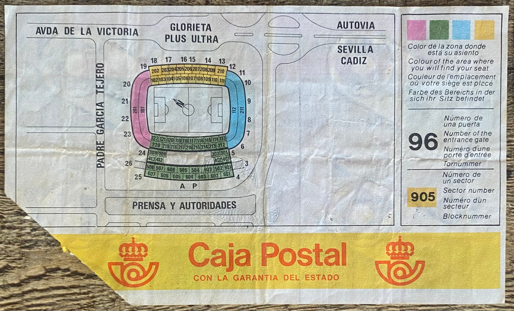 1982 ORIGINAL WORLD CUP 1ST ROUND TICKET SCOTLAND V BRAZIL @ SEVILLE