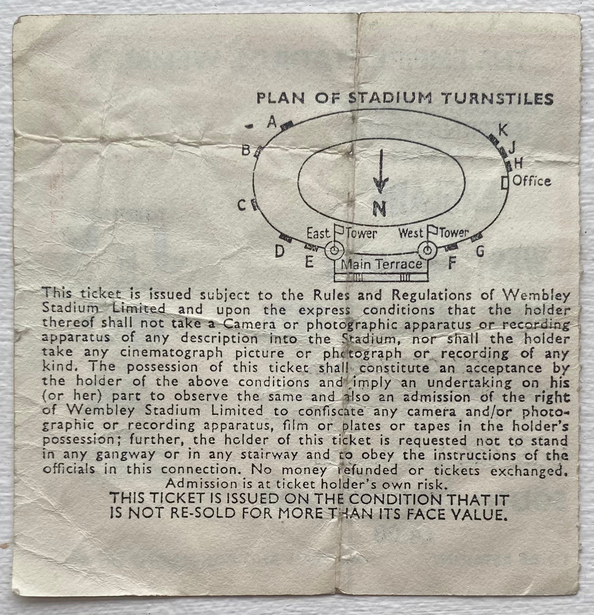 1975 ORIGINAL INTERNATIONAL TICKET ENGLAND V WEST GERMANY