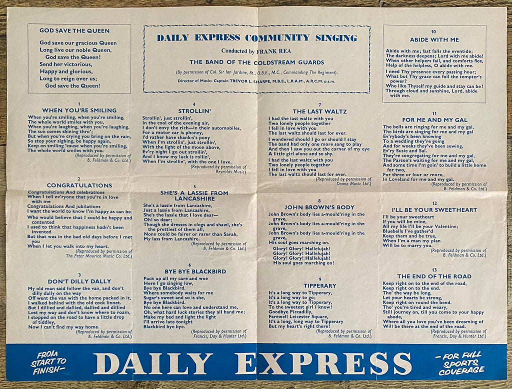 1969 ORIGINAL OFFICIAL FA CUP FINAL COMMUNITY SINGING SONG SHEET MANCHESTER CITY V LEICESTER CITY