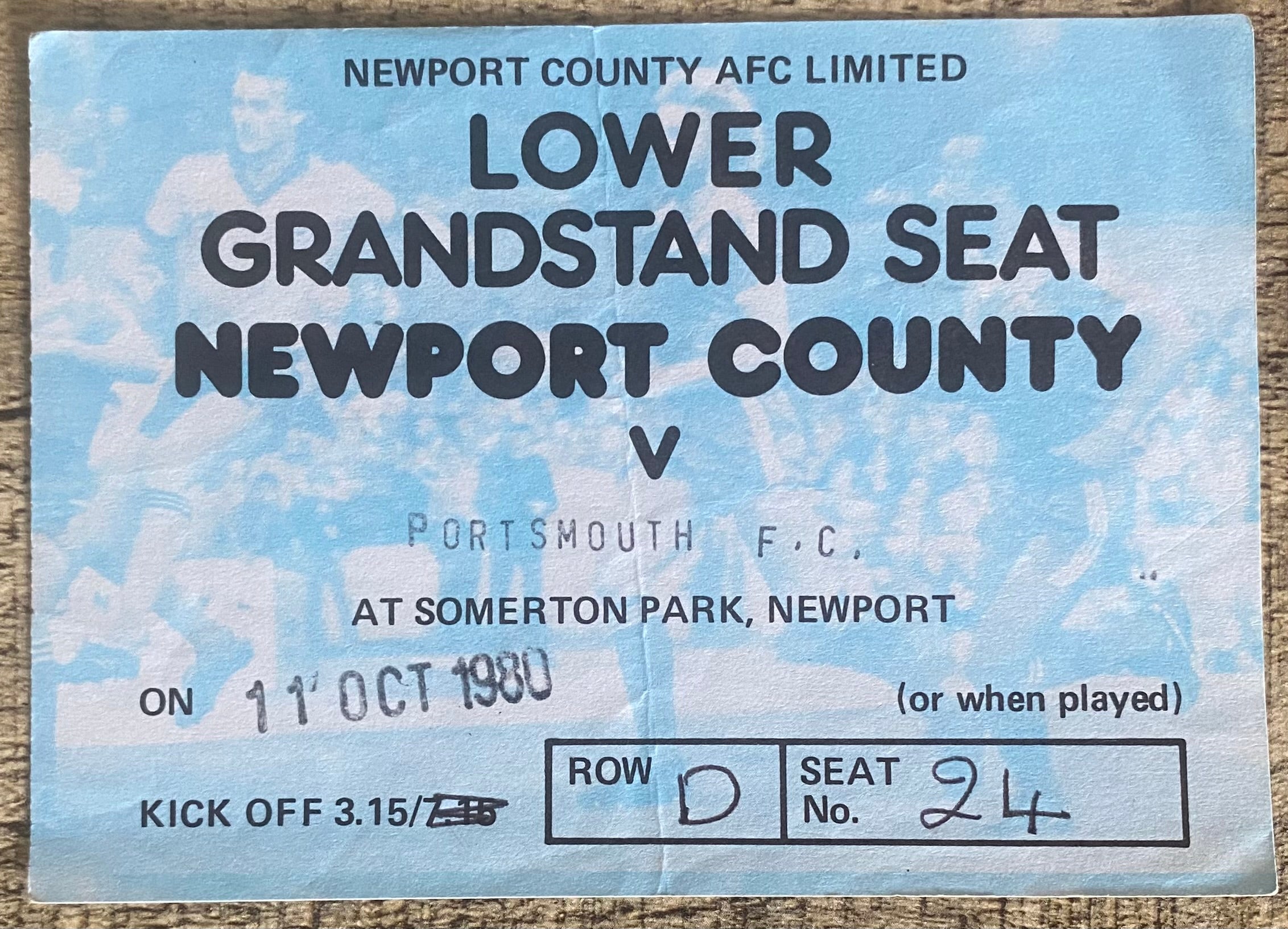 1980/81 ORIGINAL DIVISION 3 TICKET NEWPORT COUNTY V PORTSMOUTH