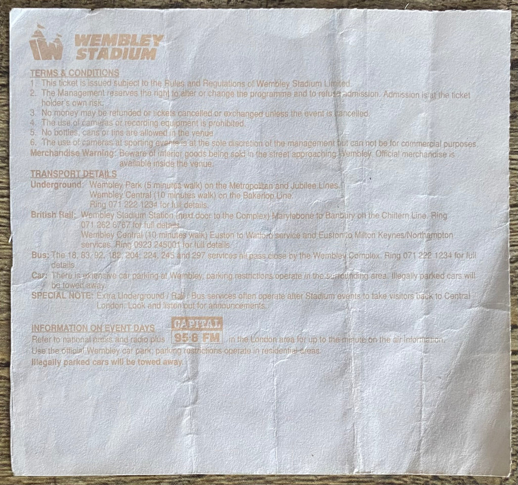 1992/93 ORIGINAL DIVISION ONE PLAY OFF FINAL TICKET LEICESTER CITY V SWINDON TOWN