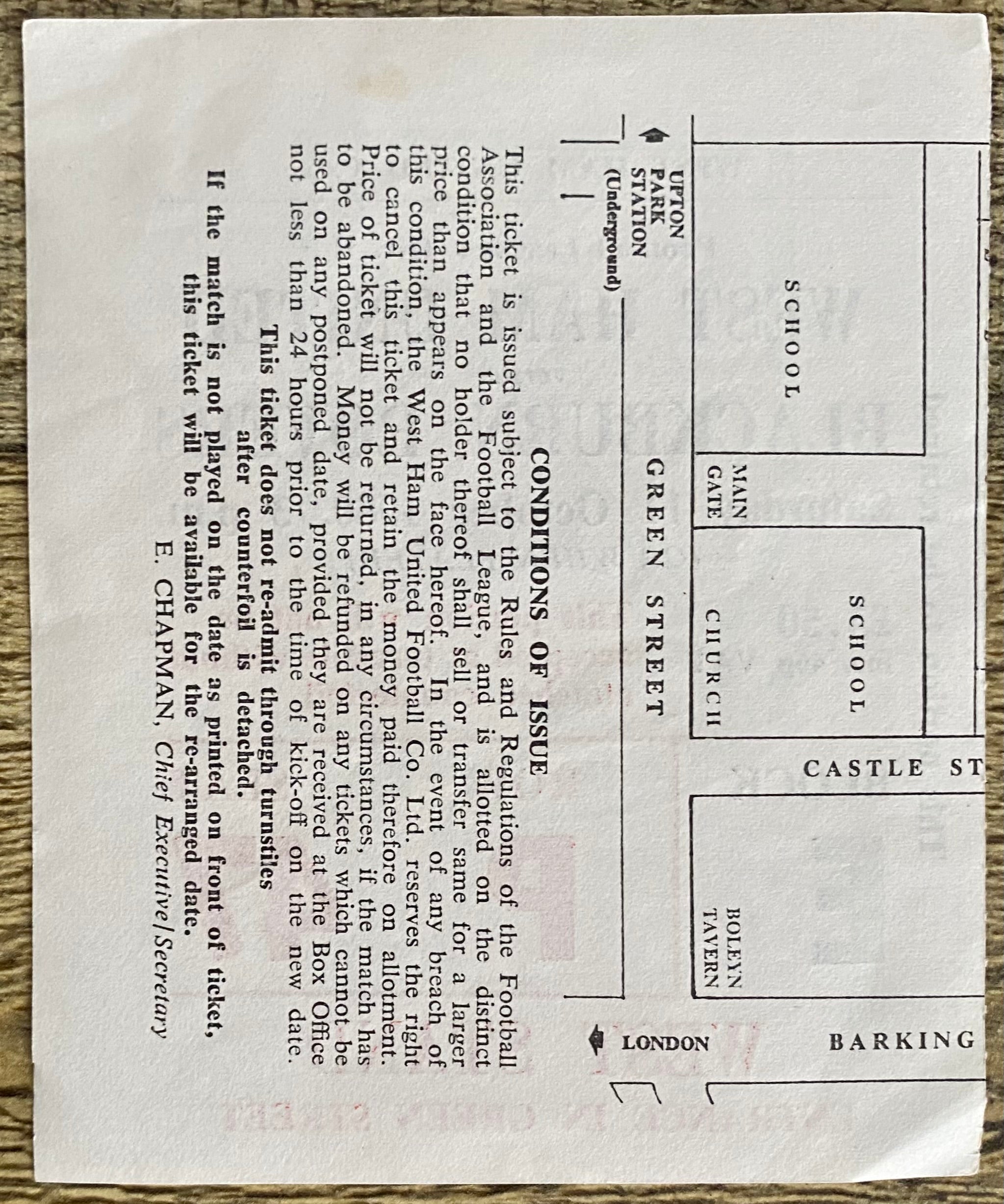 1980/81 ORIGINAL DIVISION 2 TICKET WEST HAM UNITED V BLACKBURN ROVERS