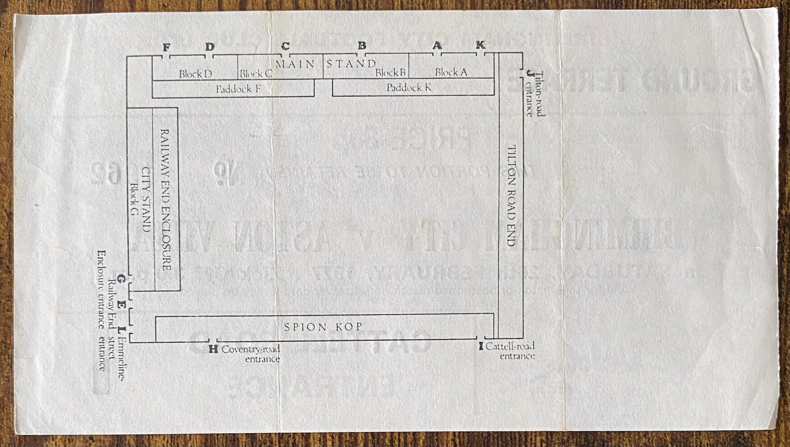 1976/77 ORIGINAL DIVISION 1 TICKET BIRMINGHAM CITY V ASTON VILLA