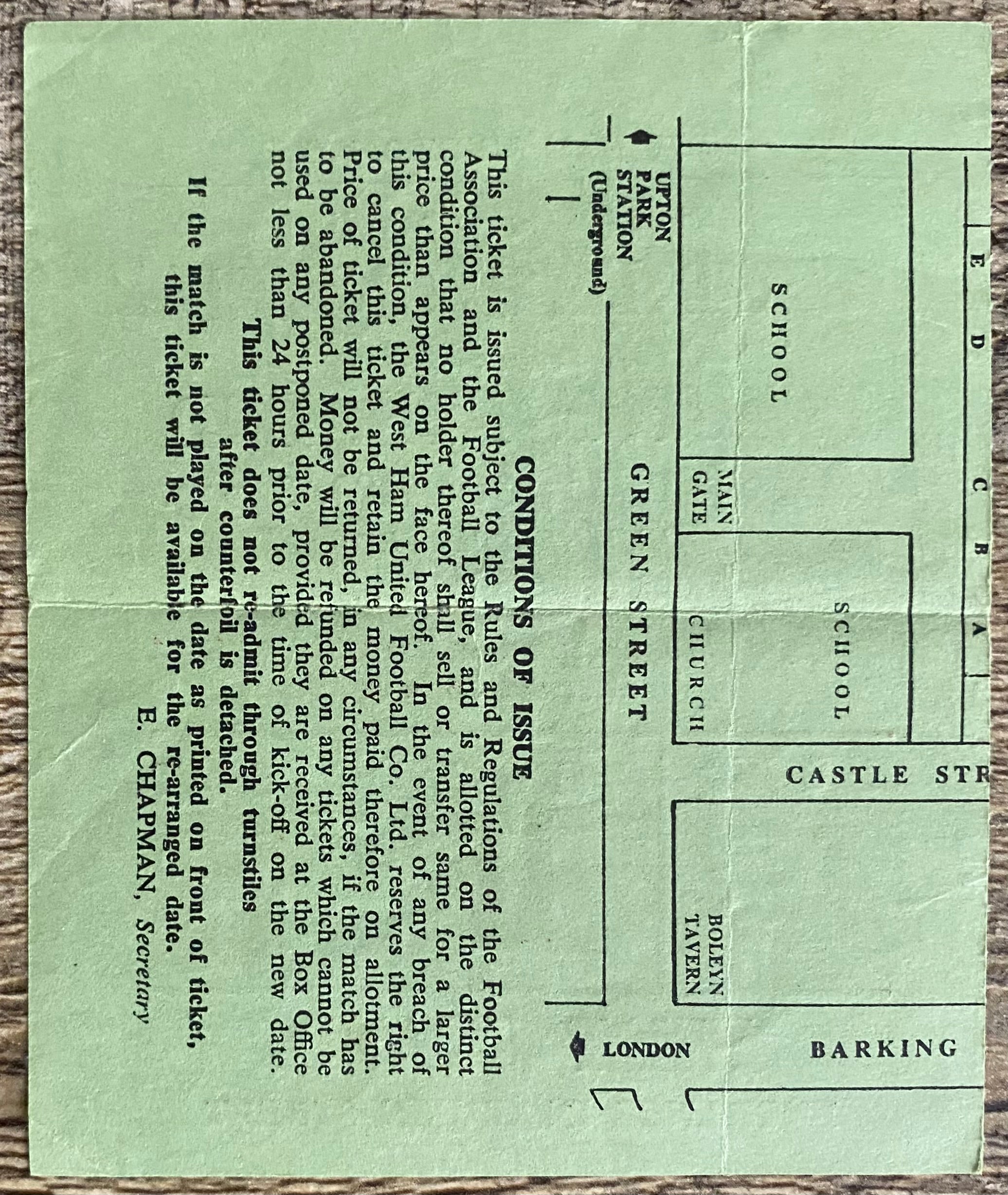 1979/80 ORIGINAL DIVISION 2 TICKET WEST HAM UNITED V PRESTON NORTH END