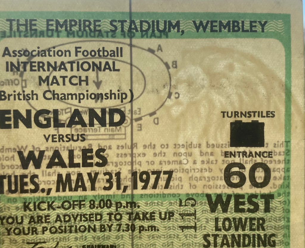 1977 ORIGINAL BRITISH HOME INTERNATIONAL CHAMPIONSHIPS TICKET ENGLAND V WALES